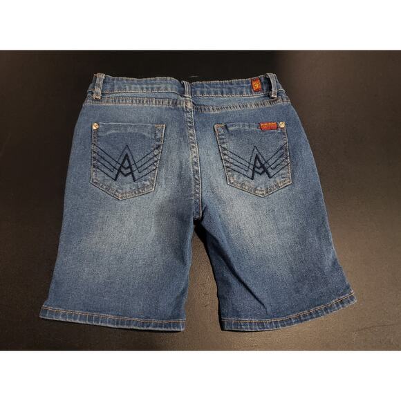 7 For all Mankind Distressed Dark Washed Blue Jean Shorts | Girls Size 14 - Picture 2 of 7